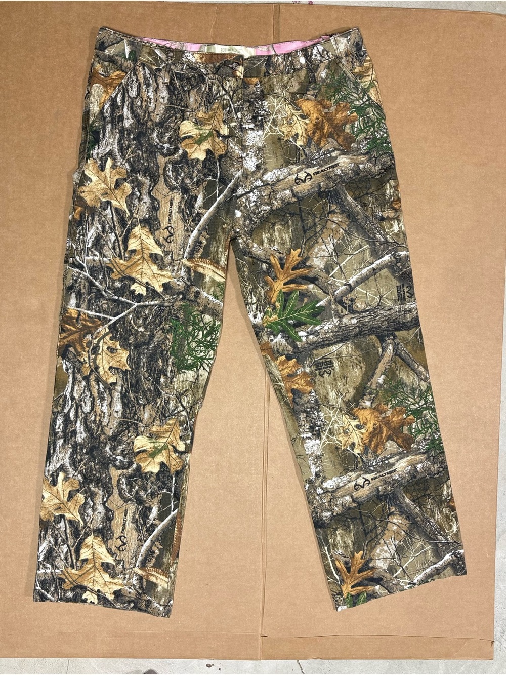 Rustic Ridge Womens XL Camo Hunting Pants Realtree Edge Ripstop Cargo Pink Trim
